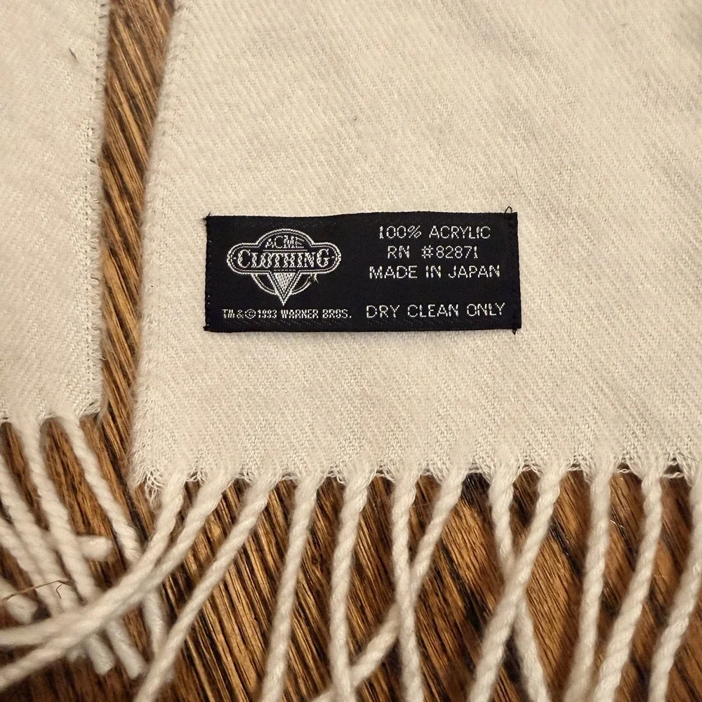 Warner Bros Acme Clothing Looney Tunes Scarf Bugs Bunny Taz OS‎ Cream White